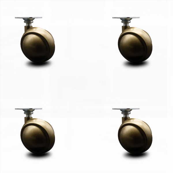 2.5 Inch Windsor Antique Metal Ball Caster - Top Plate, 4PK